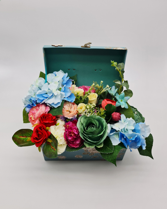 Set cadou – Trandafiri sapun – Cufar cu Flori albastru – mare! [2]