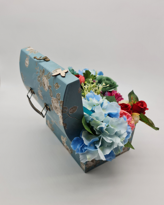 Set cadou – Trandafiri sapun – Cufar cu Flori albastru – mare! [3]