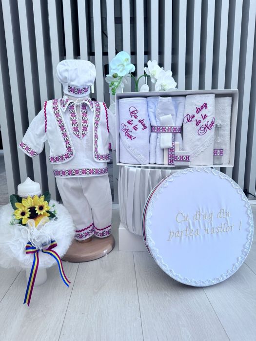 Set Traditional Botez - Costumas+Trusou+Cutie+Lumanare Baiat Adan [3]