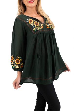 Bluza tip ie neagra cu broderie florala - Lavinia 2 [1]