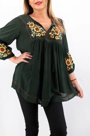 Bluza tip ie neagra cu broderie florala - Lavinia 2 [3]