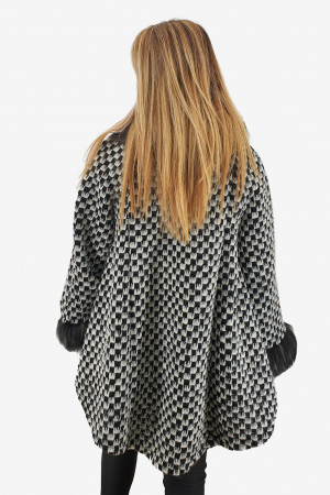 Cardigan / Poncho din lana cu blana 3 [2]