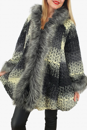 Cardigan / Poncho din lana cu blana 2 [1]