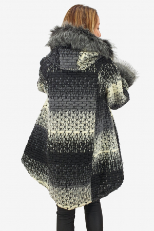 Cardigan / Poncho din lana cu blana 2 [2]