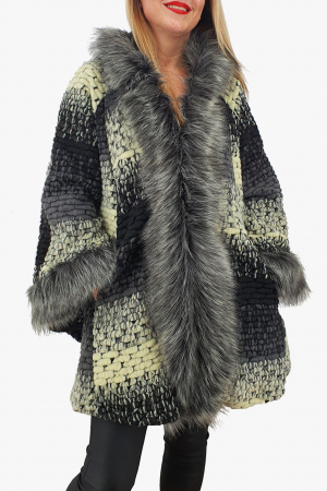 Cardigan / Poncho din lana cu blana 2 [0]