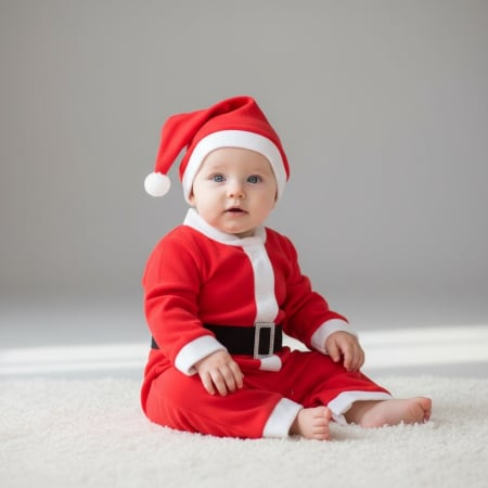 Baieti - Costumas + caciulita - Primul meu Craciun - baietel bebe