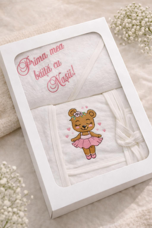 Trusou si Cufar Botez - Cutie cu halat si prosop Prima băiță 7