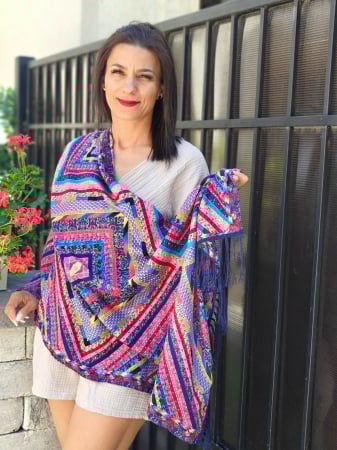 Femei - Esarfa Traditionala cu Imprimeu Floral