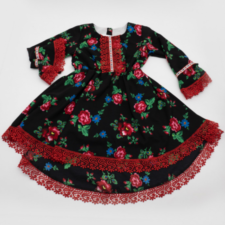 Fetite - Rochita cu tematica florala de la 10 ani la 14 ani - Negru
