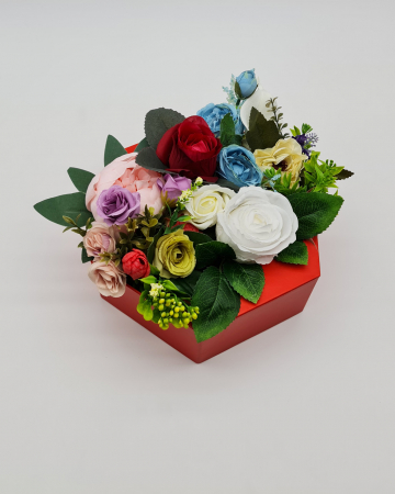 Set cadou – Trandafiri de sapun – cutie hexagon – rosu! [0]