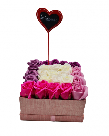 Set cadou – Trandafiri sapun – patrat mediu – te iubesc! [0]