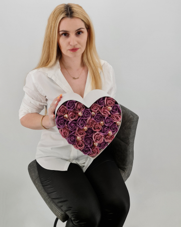 Set cadou - Trandafiri sapun - Inima flori Mov! [0]