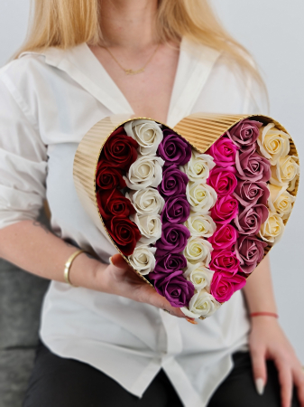Set cadou - Trandafiri sapun - Inima flori Multicolora! [1]