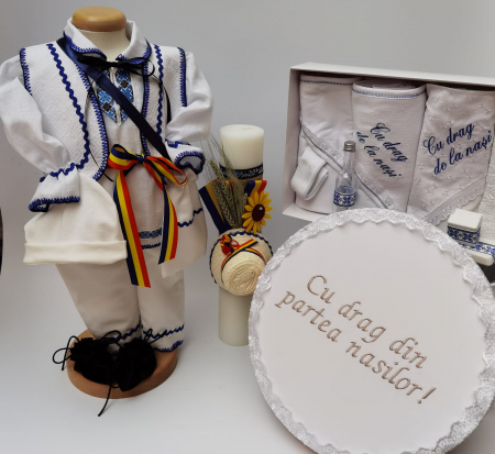 Set Traditional Botez - Set Traditional Botez - Costumas baietel/Trusou/Cutie pentru trusou/Lumanare 2