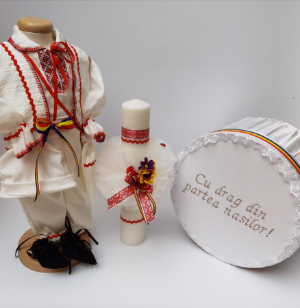 Set Traditional Botez - Set Traditional Botez - Costumas baietel/Cutie pentru trusou/Lumanare