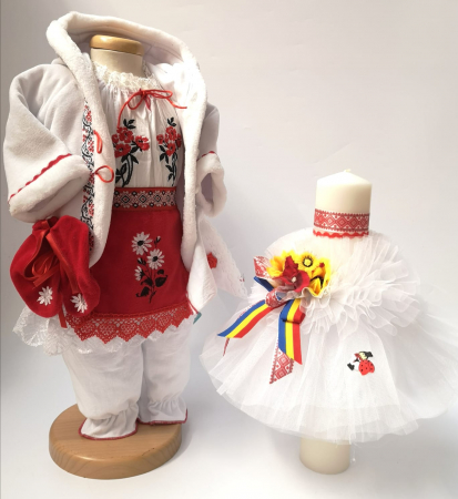 Set Traditional Botez - Set Traditional Botez Fetita - Costumas + Lumanare