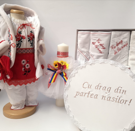 Set Traditional Botez - Set Traditional Botez  Fetita - Costumas + Trusou + Cutie + Lumanare