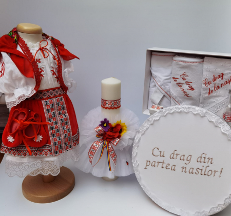 Set Traditional Botez - Set Traditional Botez - Costumas fetita/Trusou/Cutie pentru trusou/Lumanare 2