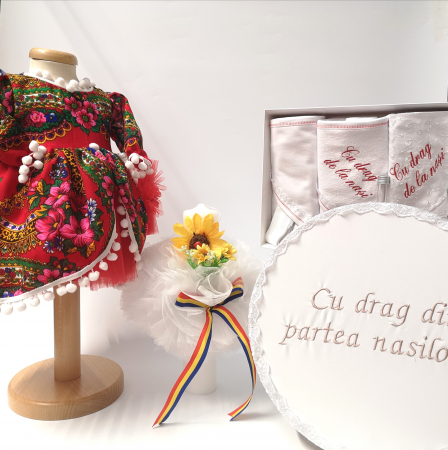 Set Traditional Botez - Set Traditional Botez - Costumas fetita/Trusou/Cutie pentru trusou/Lumanare TUL 2