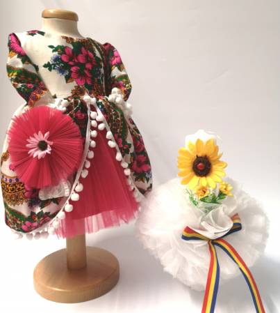 Set Traditional Botez - Set Traditional Botez Fetita - Costumas + Lumanare - TUL