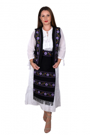 SET Traditional - Vesta, brau si 2 Fote brodate cu model traditional Filipa