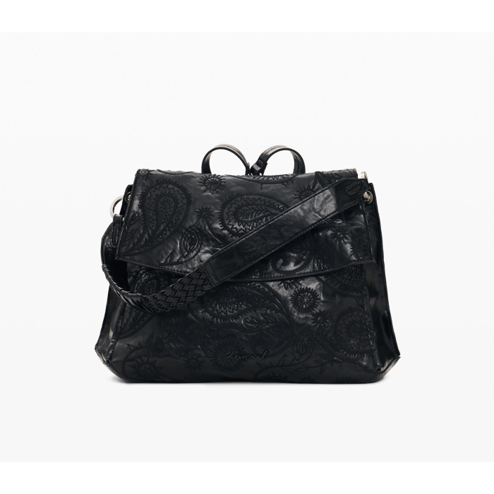 Rucsac si geanta 2 in 1 dama Desigual, cu imprimeu seria Sirico Posadas, Negru [5]