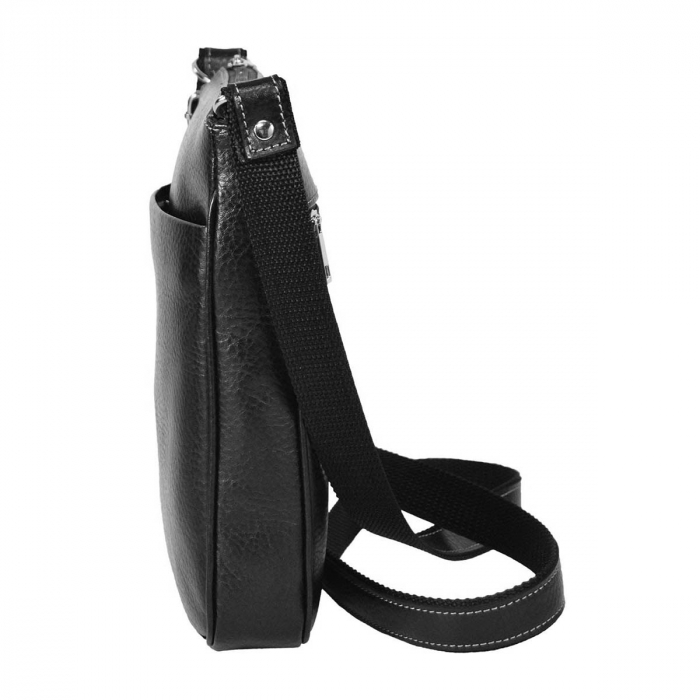 Borseta de barbati din piele naturala moale, model 056, Negru mat [4]