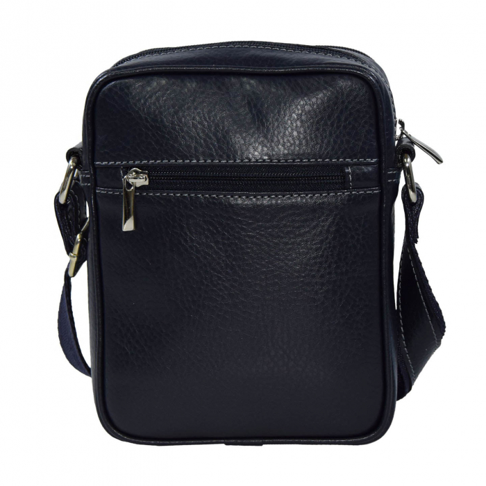 Borseta de barbati din piele naturala moale, model 10 cu fermoare, Bleumarin mat [2]
