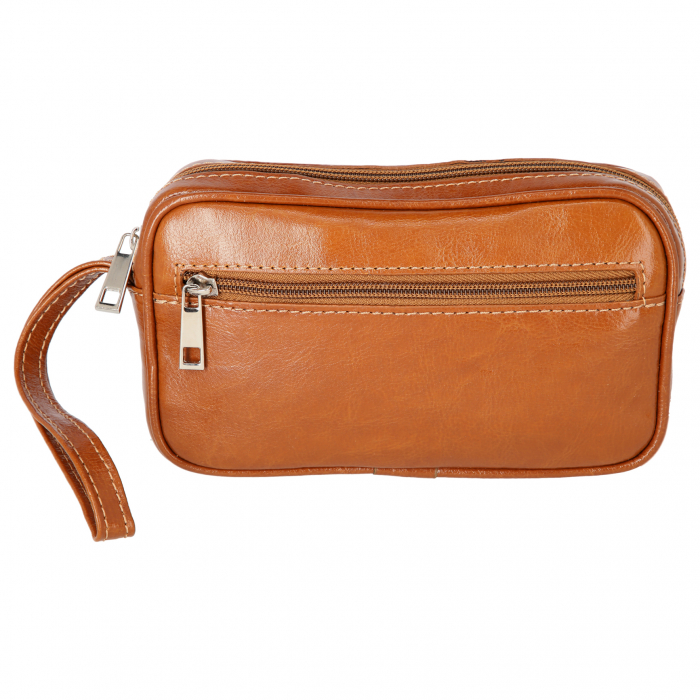 Borseta de barbati din piele naturala, model 015 de mana, Maro tabac [2]