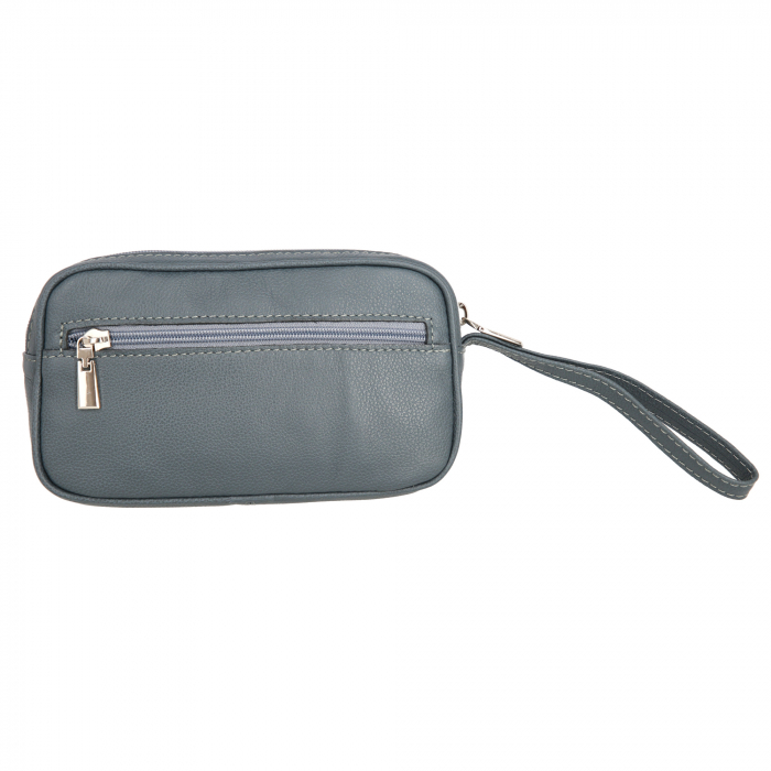 Borseta de barbati din piele naturala moale, model 015 de mana, Gri [2]
