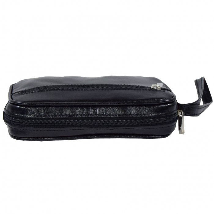 Borseta de barbati din piele naturala fina, model 015 de mana, Negru [5]