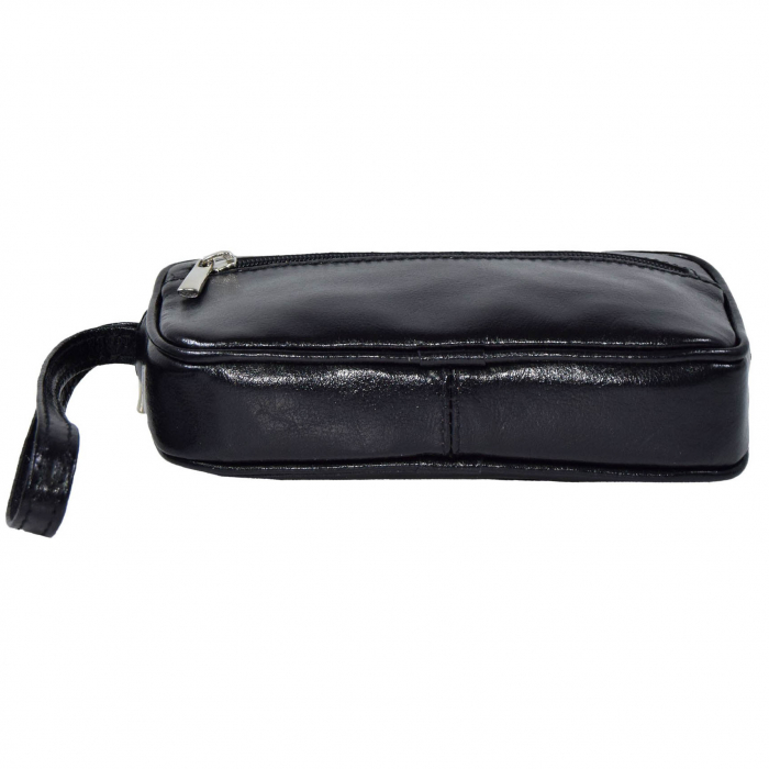 Borseta de barbati din piele naturala fina, model 015 de mana, Negru [6]