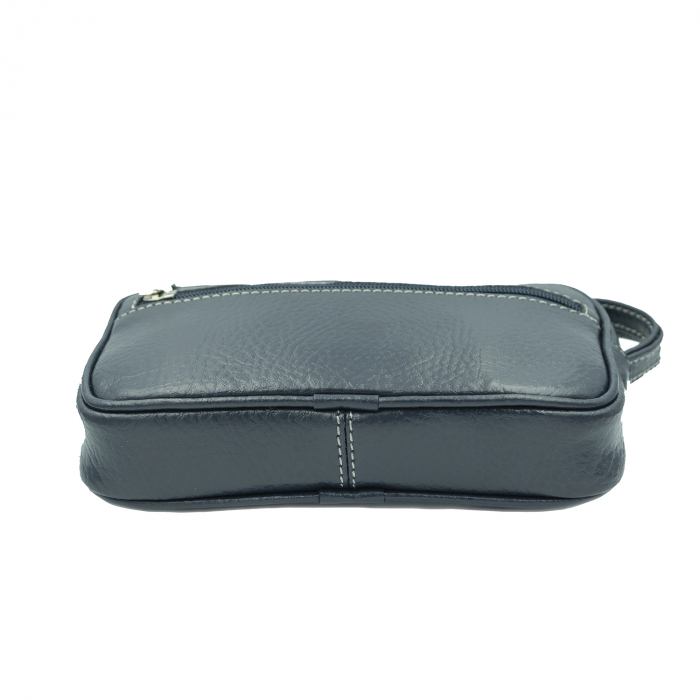 Borseta de barbati din piele naturala moale, model 015 de mana, Bleumarin mat [5]