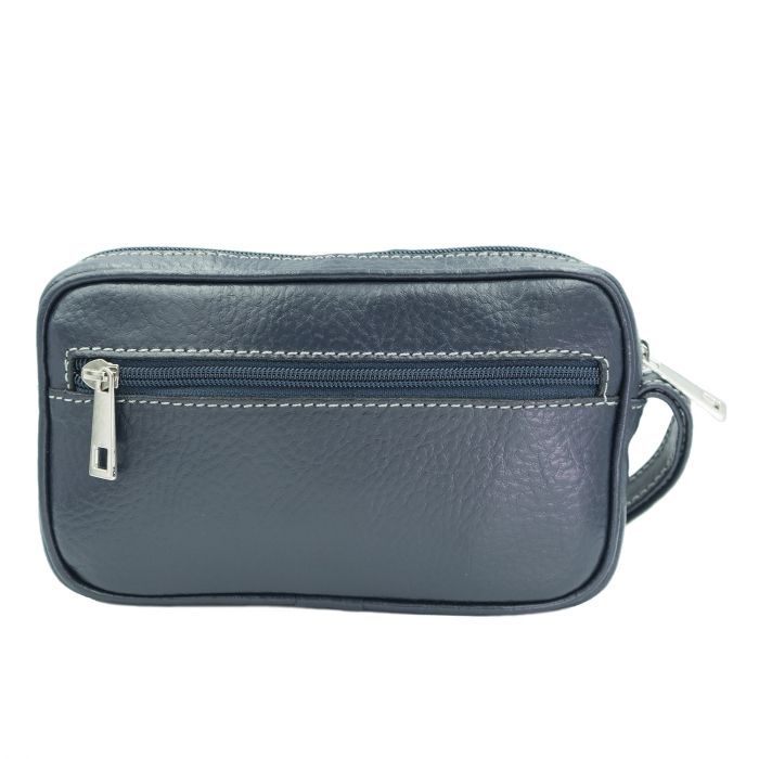 Borseta de barbati din piele naturala moale, model 015 de mana, Bleumarin mat [2]
