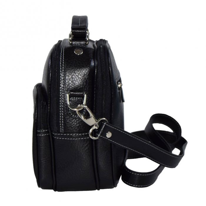 Borseta de barbati din piele naturala moale, model 016, Negru mat [4]