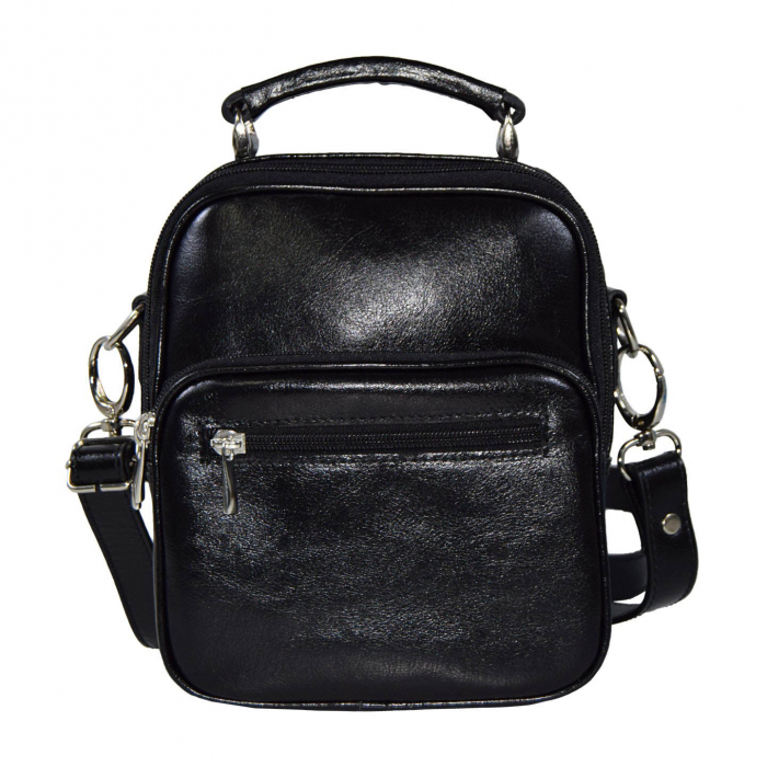 Borseta de barbati din piele naturala, model 016, Negru [2]