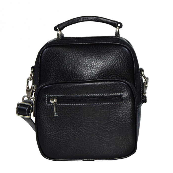 Borseta de barbati din piele naturala moale, model 016, Negru mat [2]