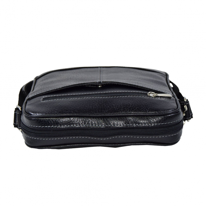Borseta de barbati din piele naturala moale, model 028, Negru mat [5]