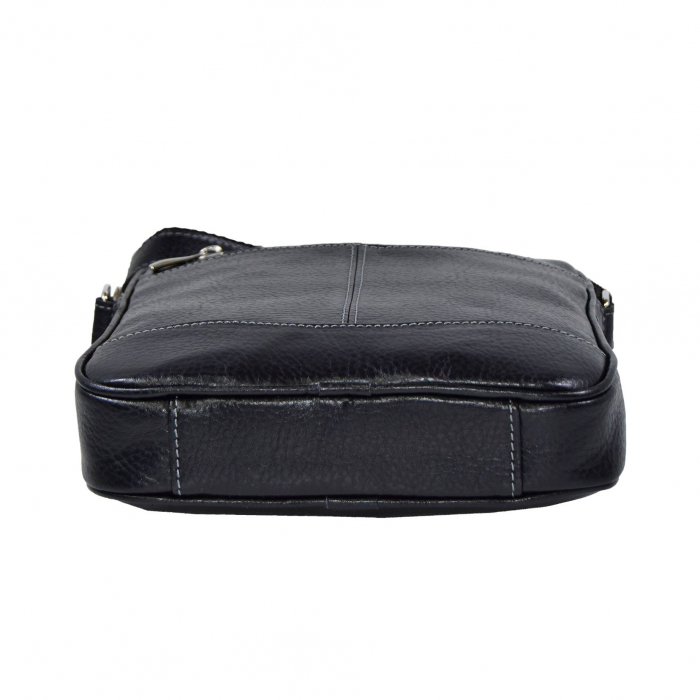 Borseta de barbati din piele naturala moale, model 028, Negru mat [6]