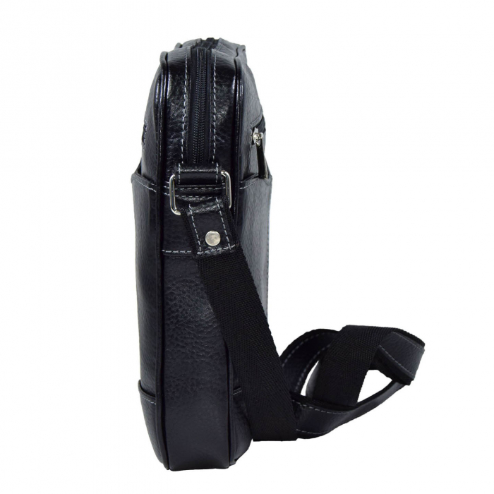 Borseta de barbati din piele naturala moale, model 028, Negru mat [3]