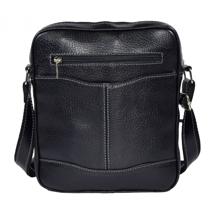 Borseta de barbati din piele naturala moale, model 028, Negru mat [4]