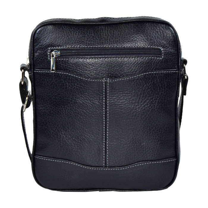 Borseta de barbati din piele naturala moale, model 028, Negru mat [2]