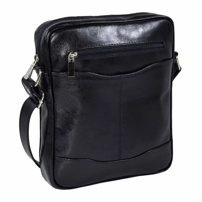 Borseta de barbati din piele naturala, model 028, Negru [1]