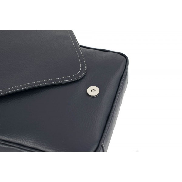 Borseta de barbati din piele naturala moale, model 04, Bleumarin mat [7]
