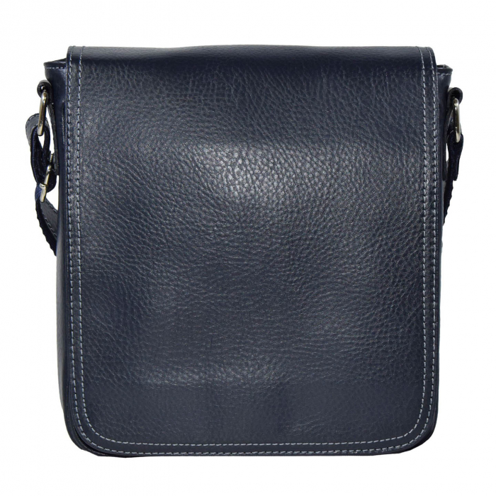 Borseta de barbati din piele naturala moale, model 04, Bleumarin mat [2]