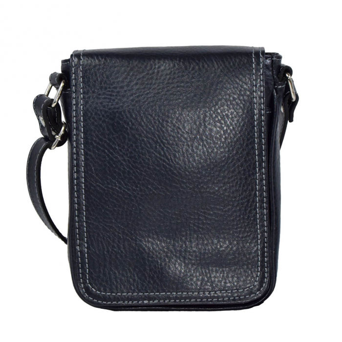 Borseta de barbati din piele naturala moale, model 044, Bleumarin mat [2]