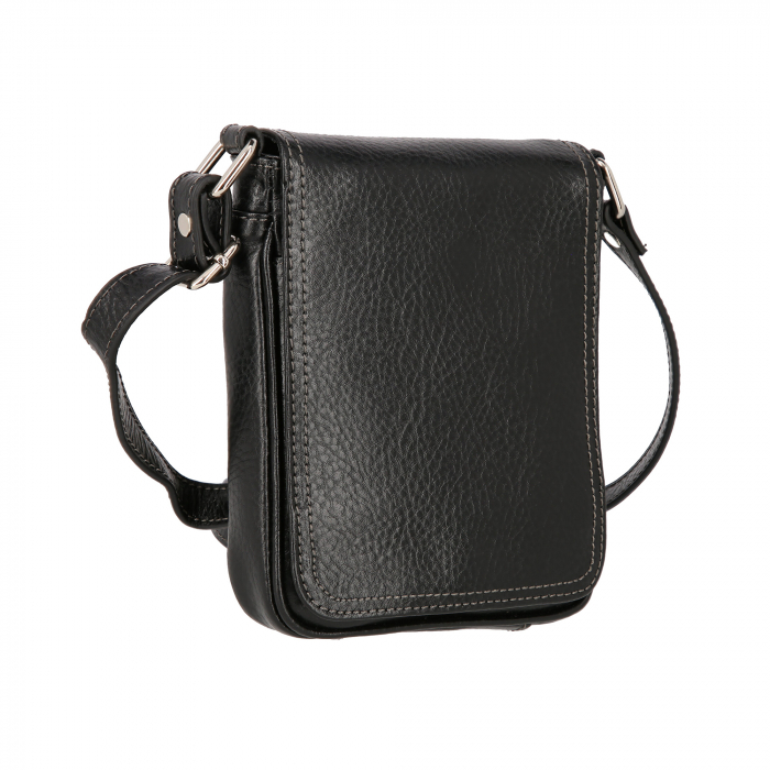 Borseta de barbati din piele naturala moale, model 044, Negru mat [1]