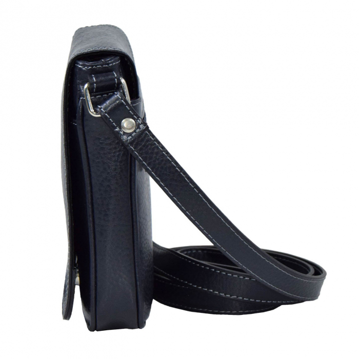 Borseta de barbati din piele naturala moale, model 044, Bleumarin mat [5]