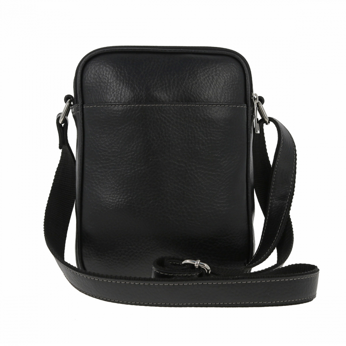 Borseta de barbati din piele naturala moale, model 045, Negru mat [3]