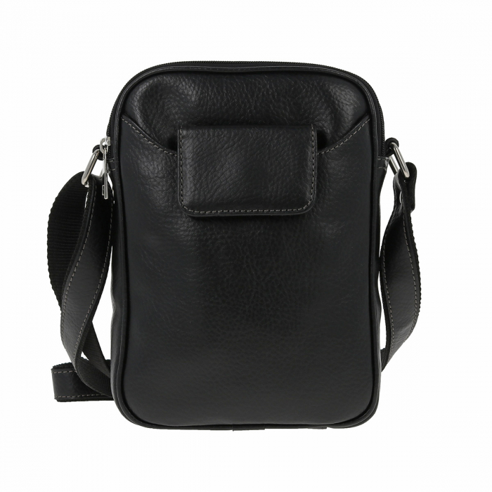Borseta de barbati din piele naturala moale, model 045, Negru mat [2]